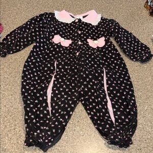 Vintage Tiny Tots floral corduroy one piece